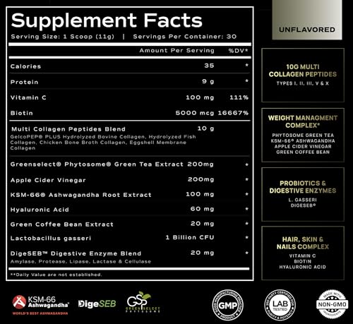 Super Collagen Burn - Premium Multi Collagen for Women w. ACV, Hyaluronic Acid, KSM66 TERRA ELMNT