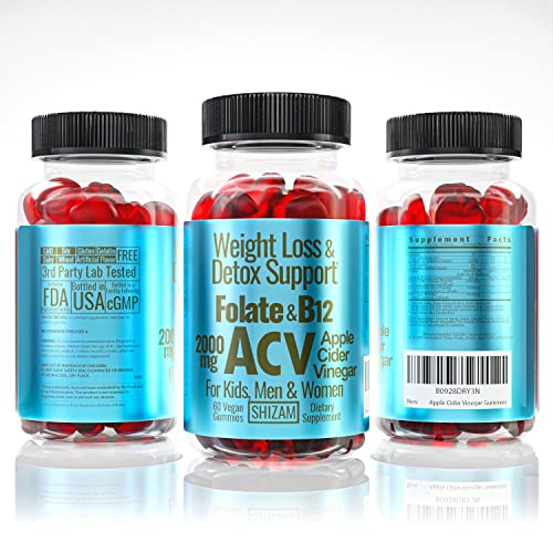 Shizam Weight Loss Detox Gummies. for Kids & Women w/Beet Root & 2000mg ACV Apple Shizam