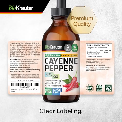 MAUWE HERBS Cayenne Pepper Supplement - Organic Cayenne Pepper Tincture MAUWE HERBS