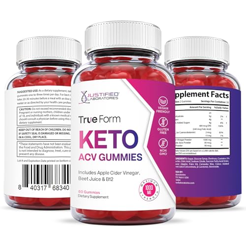 Justified Laboratories True Form Keto ACV Gummies 1000MG Vegan Non GMO Justified Laboratories