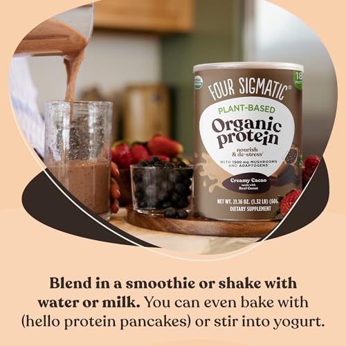 Four Sigmatic Organic Plant-Based Protein Powder Creamy Cacao Protein with Lion’s Mane Four Sigmatic