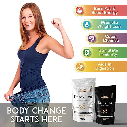 EVERLONG Detox Tea 28 Day Morning Boost Tea and Night Cleanse Tea, Burn Fat and Boost EVERLONG