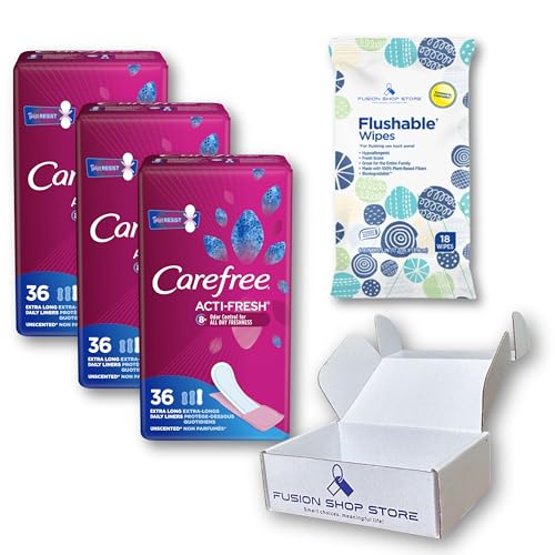 Carefree Liners Extra Long- Pantiliners for Women 36 Count (Pack of 3), Set with Feminine Flushable Msupps.com