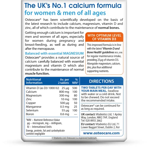 Osteocare Original by Vitabiotics. Bone Health formula with Calcium, Magnesium, Vitamin D Vitabiotics