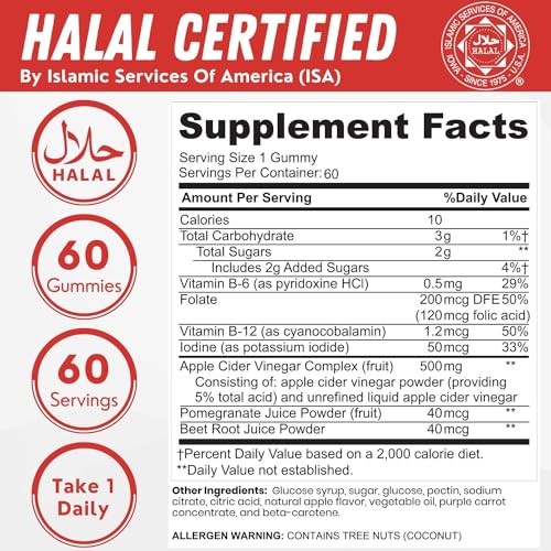 SHIFAA NUTRITION Halal Apple Cider Vinegar Gummies. Cleanse & Detox ACV Gummies SHIFAA NUTRITION