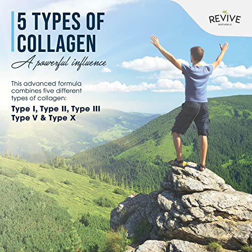 Multi Collagen Protein Capsules - Types I, II, III, V & X - Hydrolysed Grass Fed Bovine, Wild Caught Marine Revive Naturals