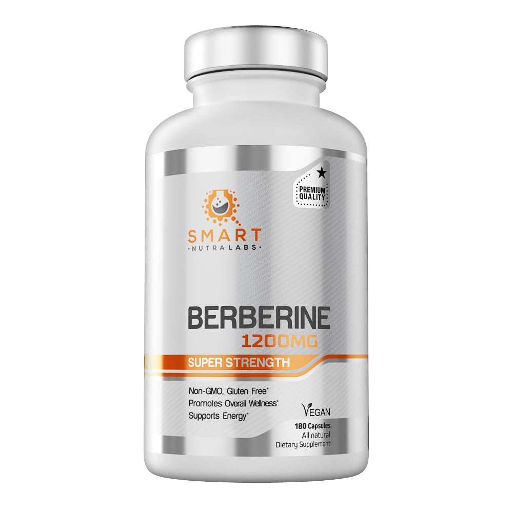 Smart Nutra Labs Premium Berberine HCL 1200mg- 180 Vegan Capsules, 100% Pure Smart Nutra Labs