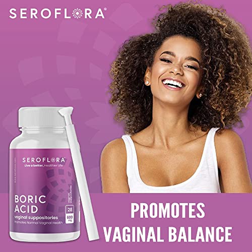 Seroflora Boric Acid Vaginal Suppositories for Women + 1 Suppository Applicator - Helps Seroflora