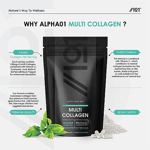 Multi Collagen Protein - Types I, II, III, V & X - Wild Caught Marine, Grass Fed Bovine, Eggshell Revive Naturals