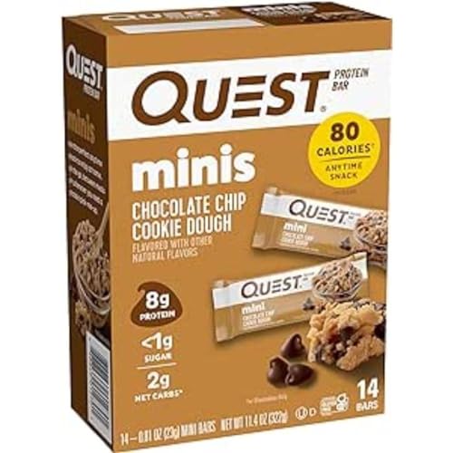 Quest Nutrition Mini Chocolate Chip Cookie Dough Protein Bars, High Protein, Low Carb