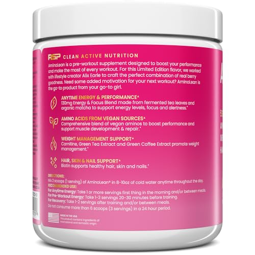 RSP NUTRITION AminoLean Pre Workout x Alix Earle Berry Alixir, Clean Energy with No Jitters RSP NUTRITION
