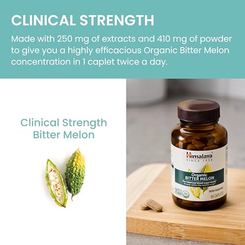 Himalaya Organic Bitter Melon for Glucose Metabolism, 660 mg, 60 Caplets, 1 Month Supply Himalaya
