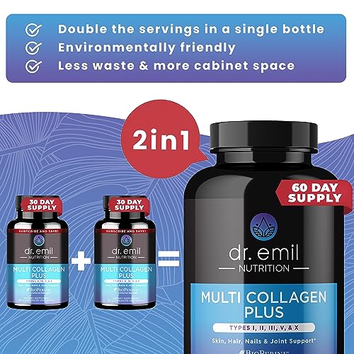 DR EMIL NUTRITION Multi Collagen Pills - 180 Capsules - Collagen Supplements to Support DR EMIL NUTRITION