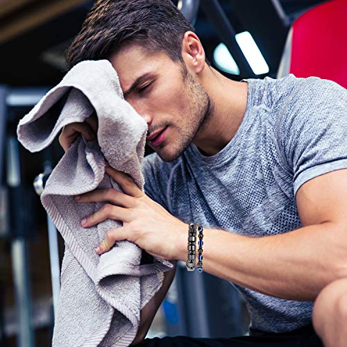 Hicarer 10 Pieces Magnetic Hematite Bracelets for Men Women Magnetic Bracelet Rock Hicarer