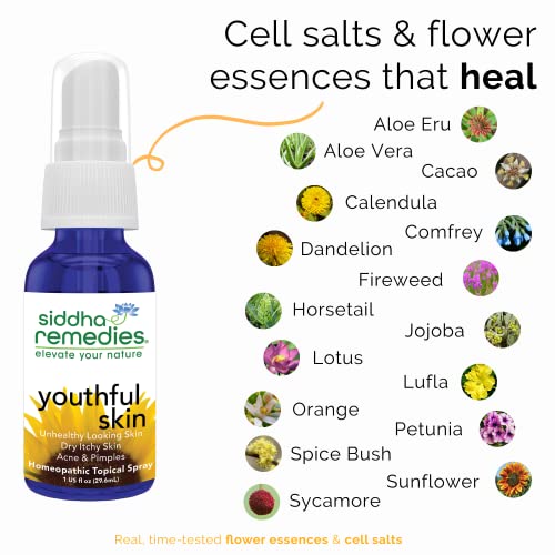 Siddha Remedies Youthful Skin Cell Salts Flower Essences for Dry Itchy Skin, Acne Pimples, Scar Removal Siddha