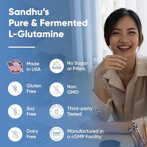 Sandhu's L-Glutamine - 100 Servings -Made in USA -500 Gram- Non-GMO- Amino Sandhu's