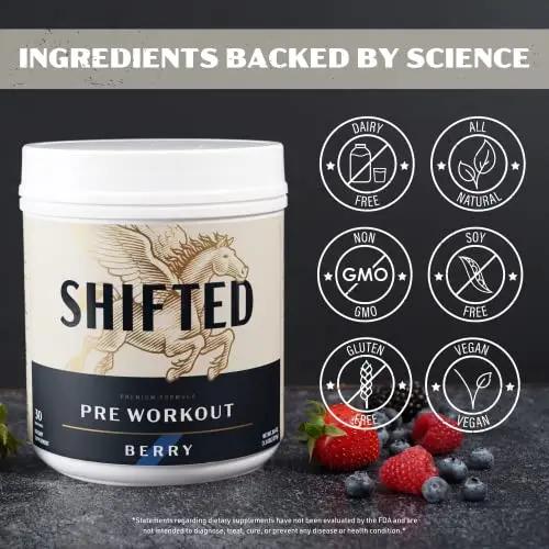 SHIFTED Premium Pre Workout Powder, Energy & Focus Supplement with Creatine Monohydrate SHIFTED