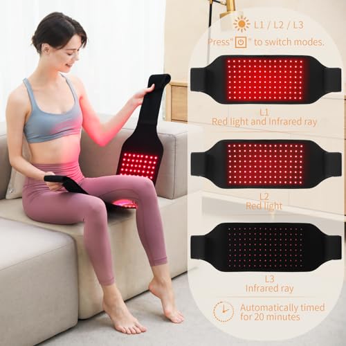 SUNNYOUNG Red Light Therapy Belt, Infrared Light Therapy Wrap Muscle Relaxing Belt with 120 LED Lights sunnyoung