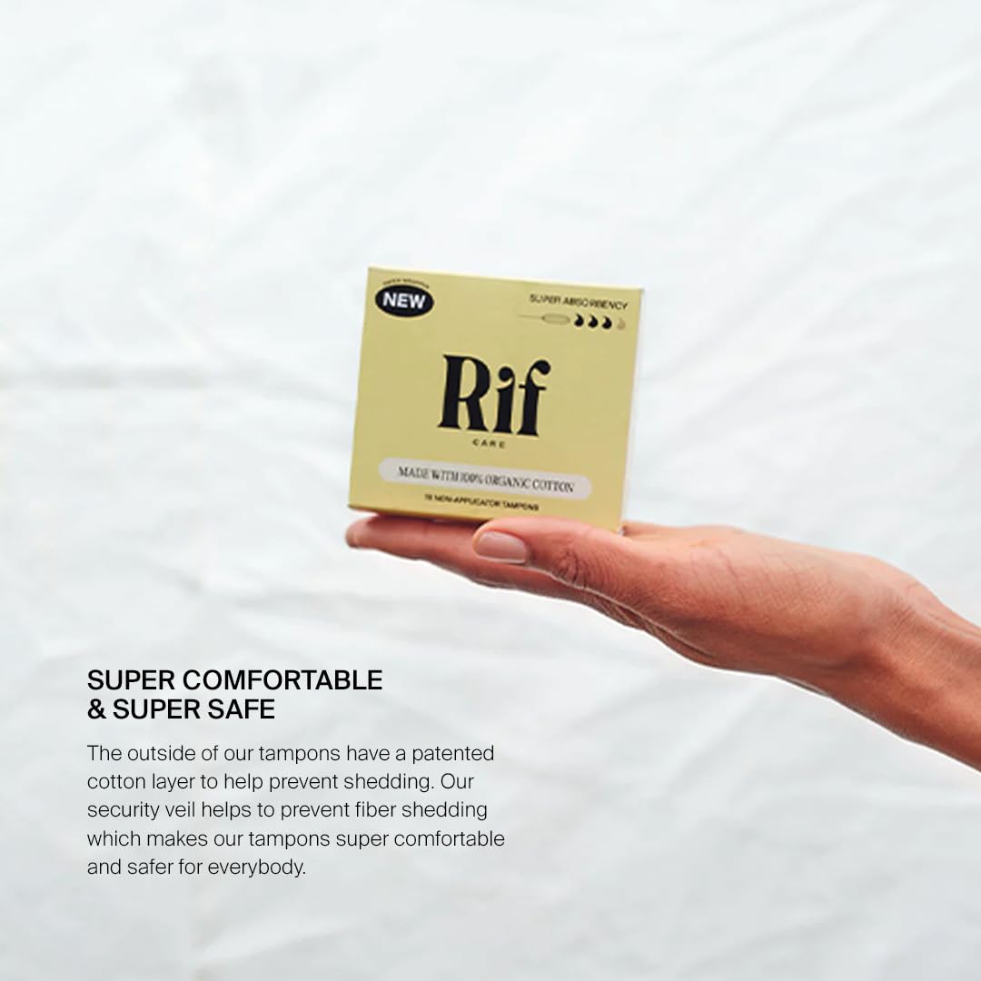 Rif Care Highly Absorbent Tampons, Organic Cotton, Non-Applicator (Super Absorbency Tampons) 18 Count Rif care