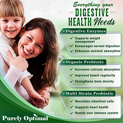 Purely Optimal Premium Digestive Enzymes Plus Prebiotics & Probiotics - for Better Digestio Purely Optimal