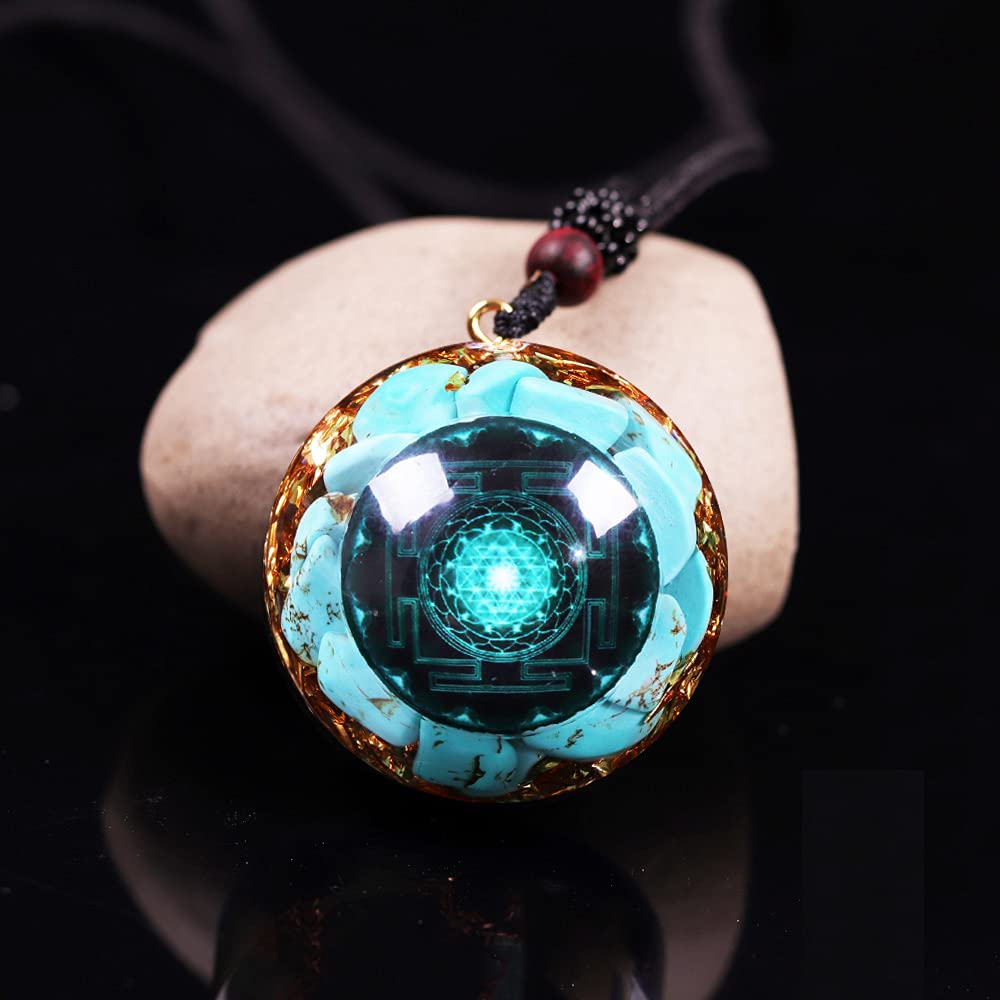 Day Day Up Turquoise Orgonite Pendant Healing Crystal jewelry Orgone Yoga Necklace Reiki Spiritual Day Day Up