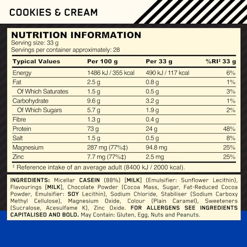 Optimum Nutrition Gold Standard 100% Casein Slow Digesting Protein Powder with Zinc Optimum Nutrition