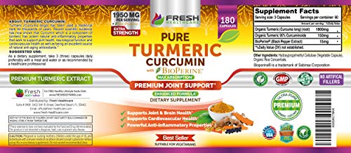 Turmeric Curcumin with BioPerine 1950mg - Natural Joint & Healthy Inflammatory FRESH HEALTHCARE