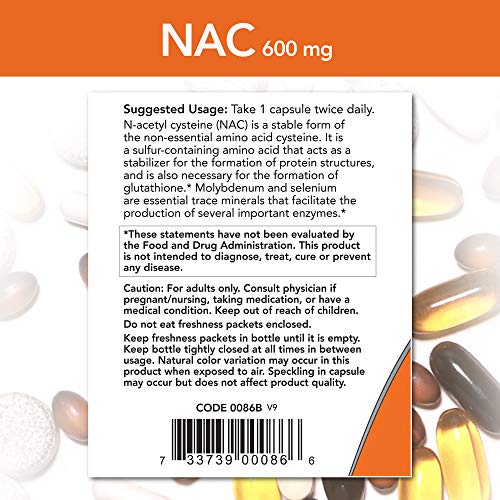NOW Supplements, NAC (N-Acetyl Cysteine) 600 mg with Selenium & Molybdenum NOW