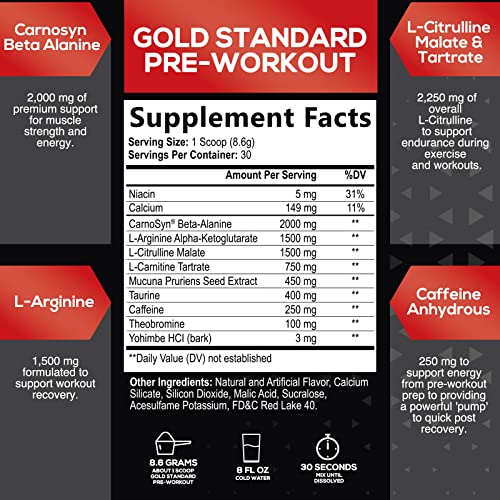 Pre-Workout Powder with Beta-Alanine & Caffeine for Energy, L-Citrulline & L-Arginine SILVERONYX