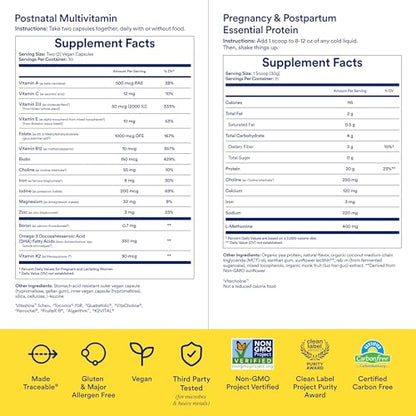 Ritual Postnatal Multivitamin and Protein Duo with Postnatal Vitamins and Organic Vanilla Protein Powder 20g