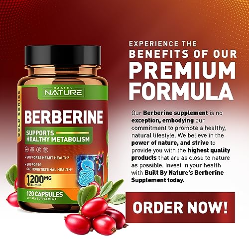 Berberine 1200mg - 100% Pure Berberine HCl Supplement, High Strength Berberine Built by Nature