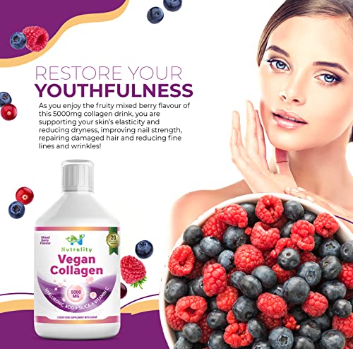 Nutrality Vegan Liquid Collagen | Premium-Grade 5000mg Hydrolyzed Collagen Peptides with Silica, Biotin Nutrality