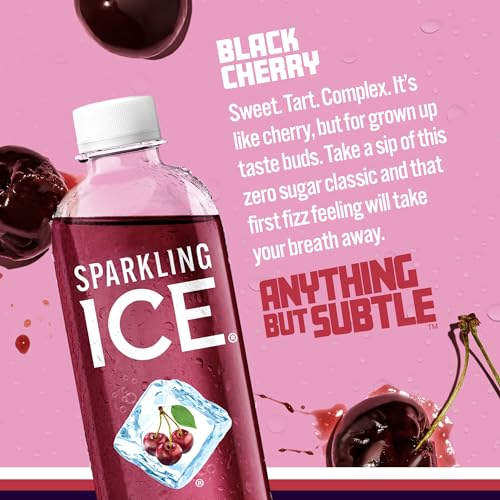 Sparkling Ice, Black Cherry Sparkling Water, Zero Sugar Flavored Water, with Vitamins Sparkling ICE