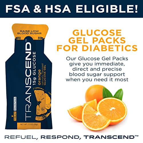 Transcend Glucose Gel Packs - Orange, 30 Pack (1.1oz each) - FSA/HSA Transcend