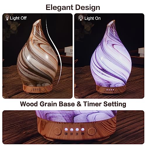 Porseme 100ml Glass Essential Oil Diffuser Aromatherapy Ultrasonic Cool Mist Humidifier 4 Running Hours Porseme