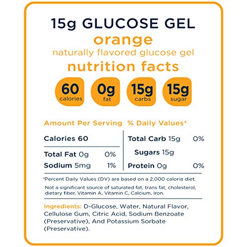 Transcend Glucose Gel Packs - Orange, 60 Pack (1.1oz Each) - FSA/HSA Transcend
