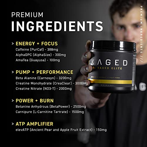 Kaged High Stimulant Pre Workout Powder | Fruit Punch | Pre-Kaged Elite | L-Citrulline Kaged