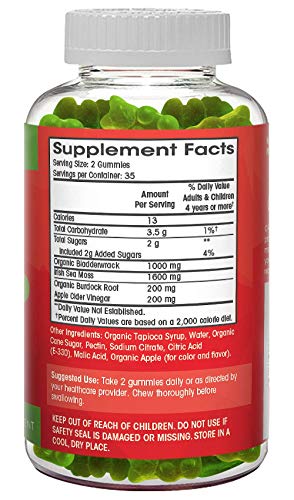 Sea Moss Gummies with Apple Cider Vinegar, Bladderwrack, and Burdock Root Organic Flamingo Supplements