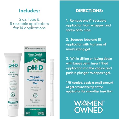 Boric Acid Moisturizing Vaginal Gel with Hyaluronic Acid, Vitamin E for Vaginal Dryness by pH-D pH-D Feminine Health Support