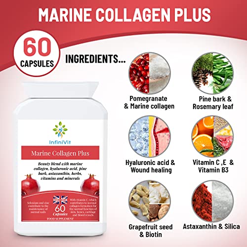 InfiniVit Marine Collagen Plus Blend Capsules - Hair Growth Enhancer with Enriched Vitamin C and Vitamin E InfiniVit