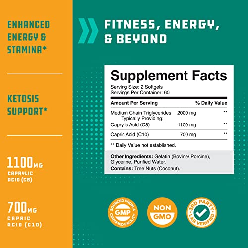 C8 MCT Coconut Oil Softgels - MCT Oil Keto Pills with Caprylic Acid Coconut Oil Natures Craft