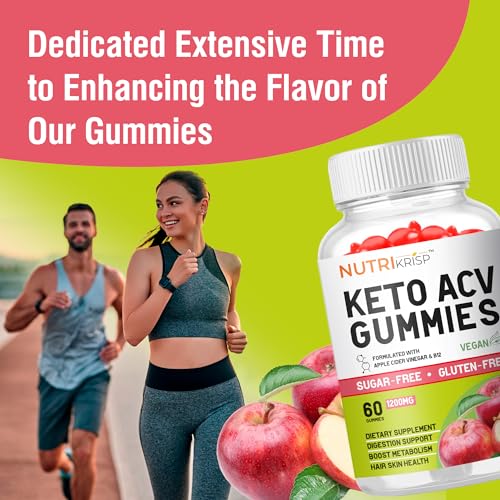NutriKrisp Organic Keto ACV Gummy for Weight Loss - Sugar & Gluten Free Apple Cider NutriKrisp