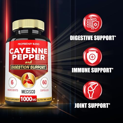 Mecisco 6in1 Cayenne Pepper Capsules Organic with Ginger Root, Beet Root, and Black Pepper Mecisco