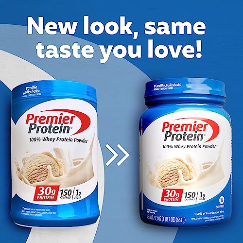 Premier Protein Powder, Vanilla Milkshake, 30g Protein, 1g Sugar, 100% Whey Protein Premier Protein