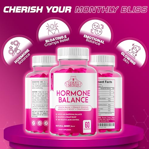 Hormone Balance for Women - PMS Relief Gummies and Bloating Relief for Women Bear Grips