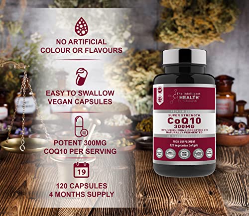 Ubiquinone Coenzyme Q10 300mg Softgel Capsules, 120 Super Strength Vegan Friendly The Intelligent Health