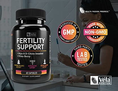 Vela Fertility Support Supplement | + Myo & D-Chiro Inositol + Vitex Berry | Reproductive Support