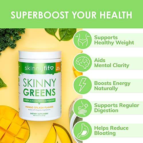 SkinnyFit Mango Splash Skinny Greens, Green Juice Superfood Powder, Natural Energy SkinnyFit