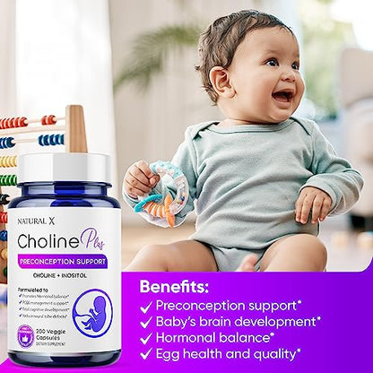 Natural X Choline Plus Inositol Fertility Supplements – Myo-Inositol and Choline Preconception Vitamins
