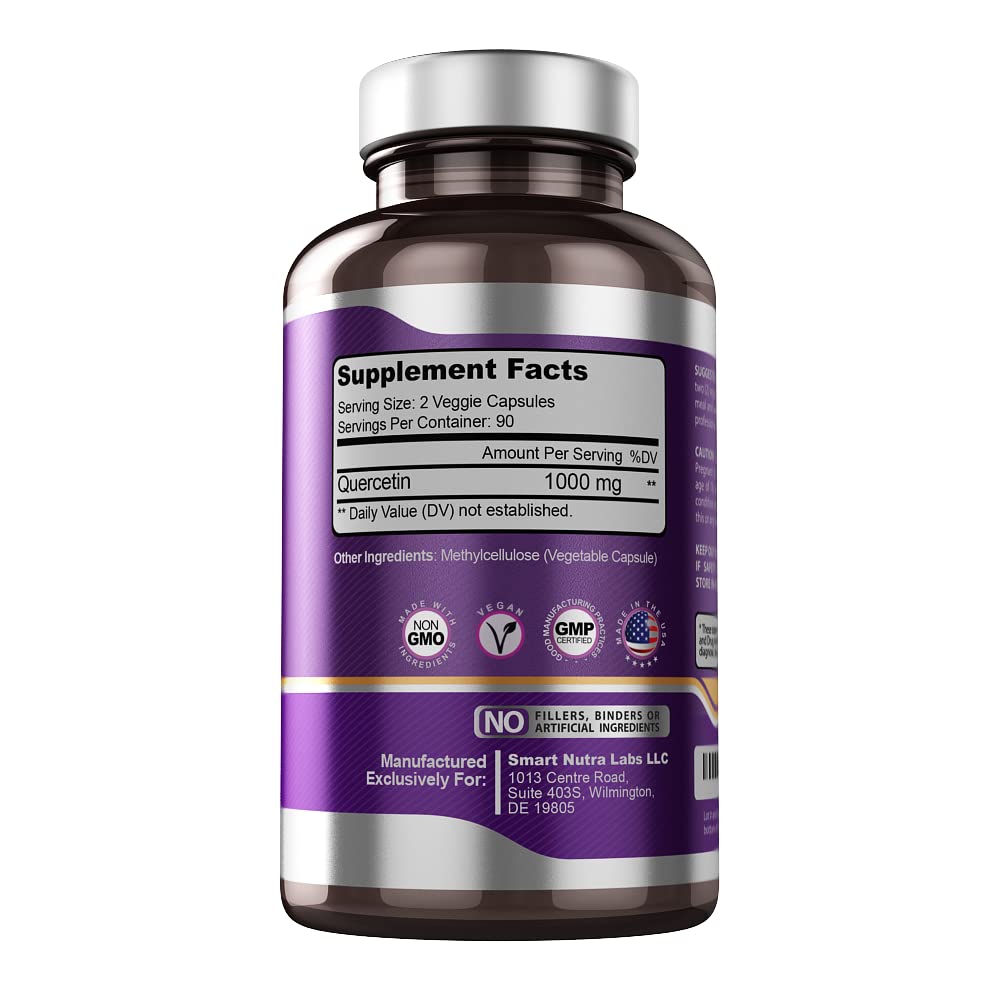 SMART NUTRA LABS Quercetin 1000mg- 180 Vegan Capsules